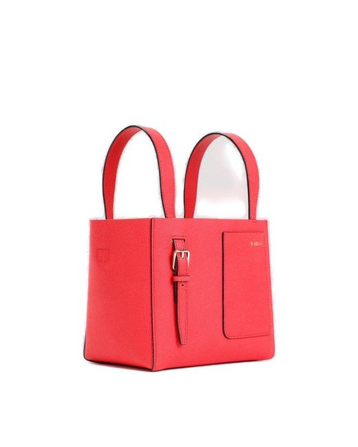 Valextra Red Mini Soft Bucket Bag
