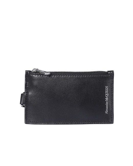Alexander McQueen Leather Skull Printed Zipped Pouch in Black for Men Mens Bags Pouches and wristlets 