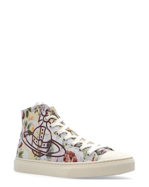 Vivienne Westwood White Orb-printed High-top Lace-up Sneakers