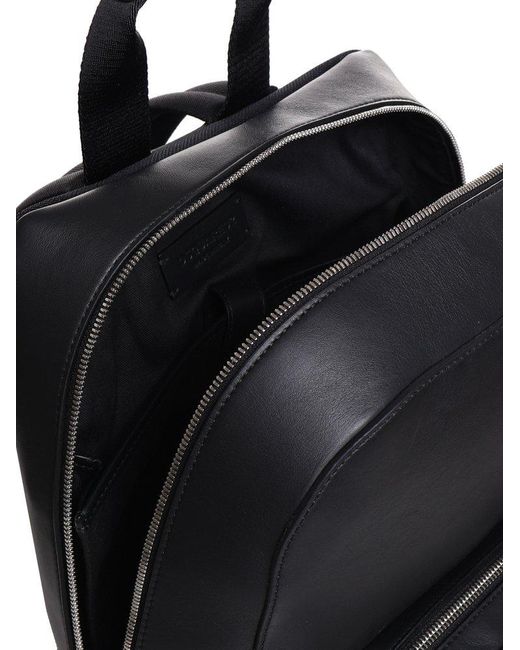 DSquared² Black Logo Embossed Zipped Backpack for men