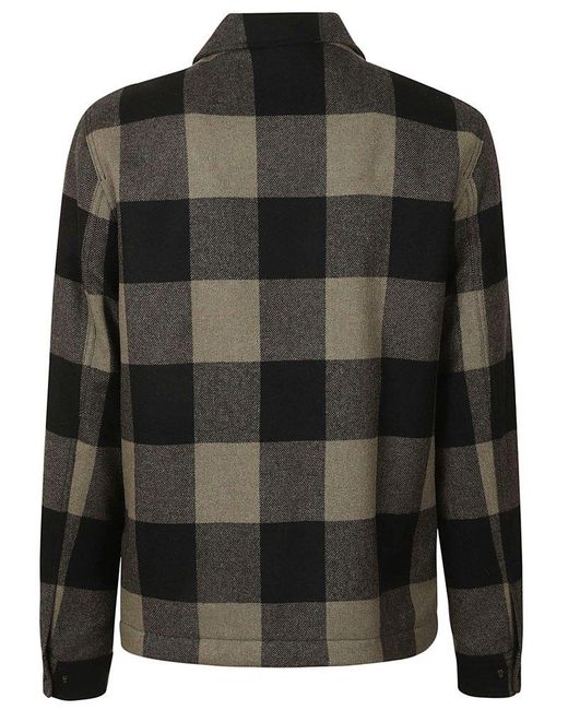 Woolrich Black Checked Zipped Shirt Jacket for men