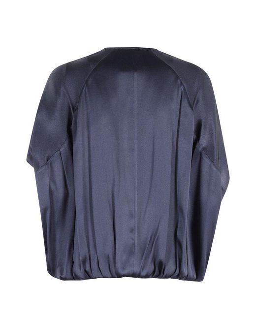 Semicouture Blue V-Neck Draped Top