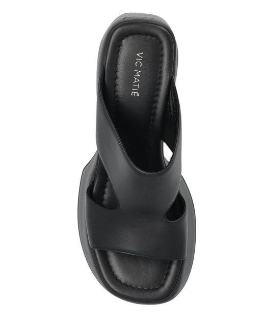 Vic Matié Black Yoko Cut-Out Open Toe Sandals