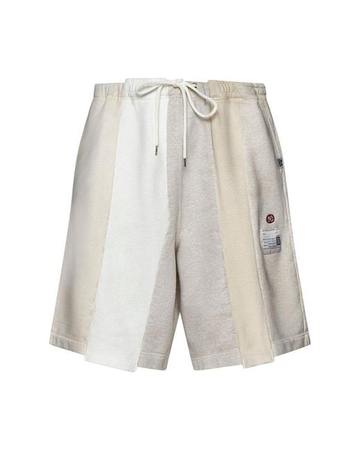Maison Mihara Yasuhiro White Vertical Switching Drawstring Shorts for men