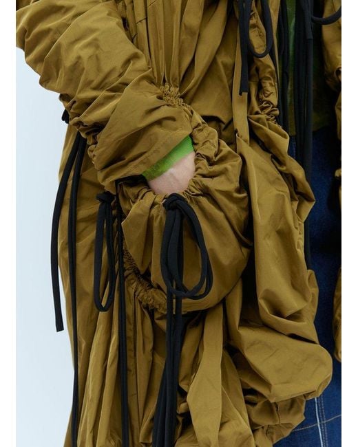 PAULA CANOVAS DEL VAS Blue Draped Hooded Parka