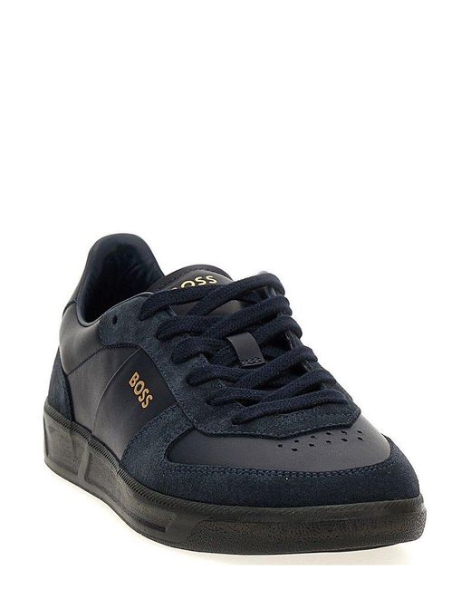 Boss Black Logo Embossed Lace-Up Sneakers for men