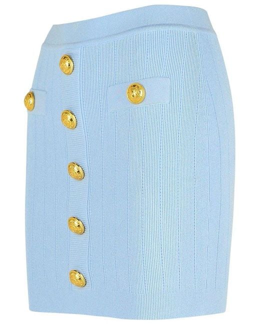 Balmain Blue Light Viscose Blend Miniskirt