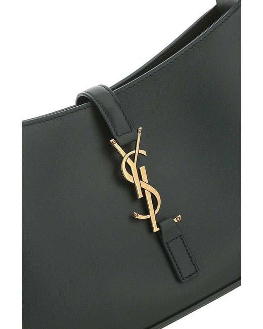 Saint Laurent Black Logo Plaque Zip-up Shoulder Bag