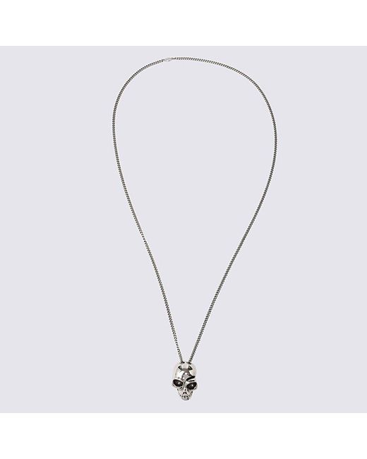 Alexander McQueen Metallic Silver-tone Brass Skull Necklace for men