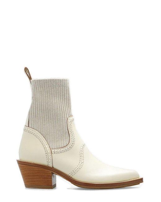 Chloé White Nellie Ankle Boots