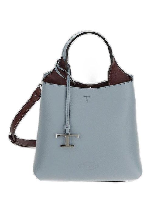 Tod's Blue Timeless Logo Plaque Tote Bag