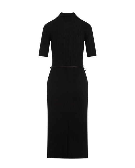Givenchy Black Voyou Belted Knit Polo Dress