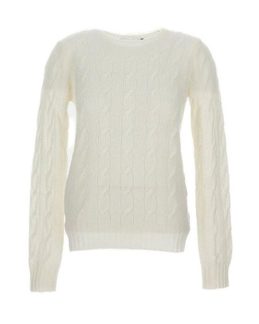 Ralph Lauren White Collection Cable-Knit Crewneck Jumper