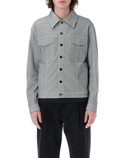 Fendi Gray Long-sleeved Buttoned Jacket for men