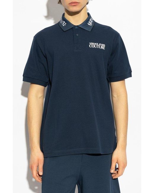 Versace Jeans Couture Blue Logo Collar Polo Shirt for men
