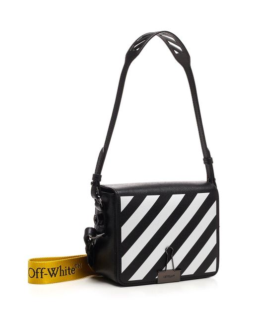Off-White c/o Virgil Abloh Leather Diag Stripe Shoulder Bag in Black - Lyst