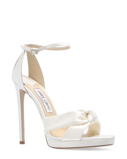 Jimmy Choo Rosie Satin Platform Sandals In White Lyst