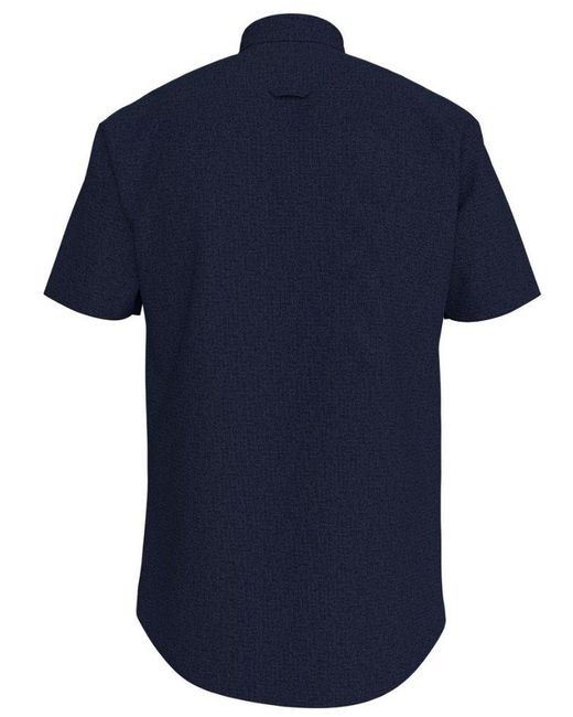 Tommy Hilfiger Blue Flag Embroidered Short-Sleeved Shirt for men
