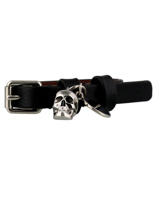 Alexander McQueen Black Skull Charm Bracelet for men