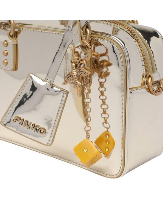 Pinko Metallic Zipped Top Handle Bag