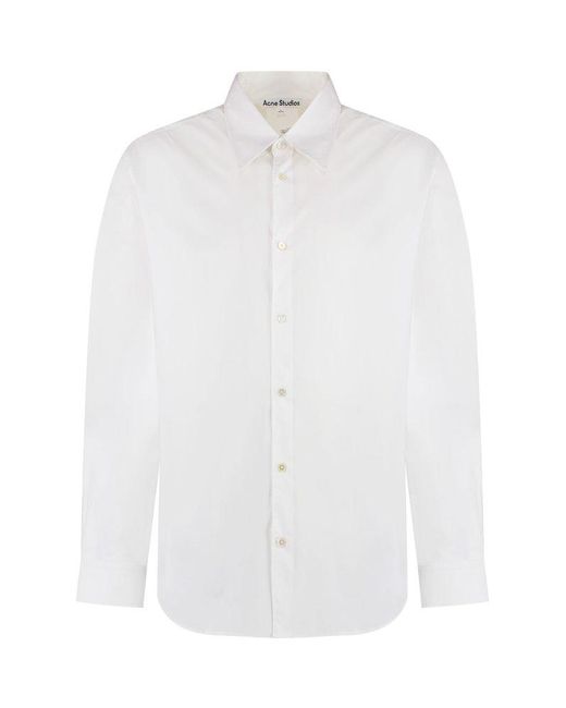 Acne White Cotton Shirt for men