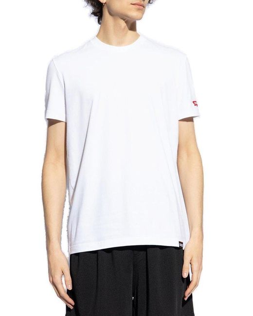 DSquared² White Cotton T-Shirt With Logo Patch for men