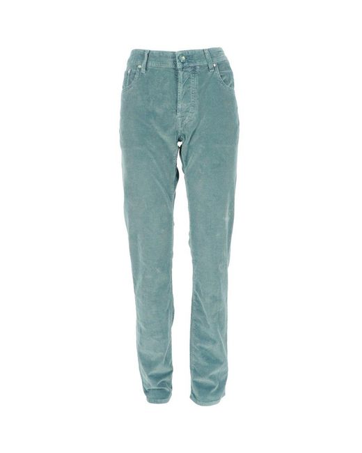 Jacob Cohen Blue Logo-Patch Straight-Leg Pants for men
