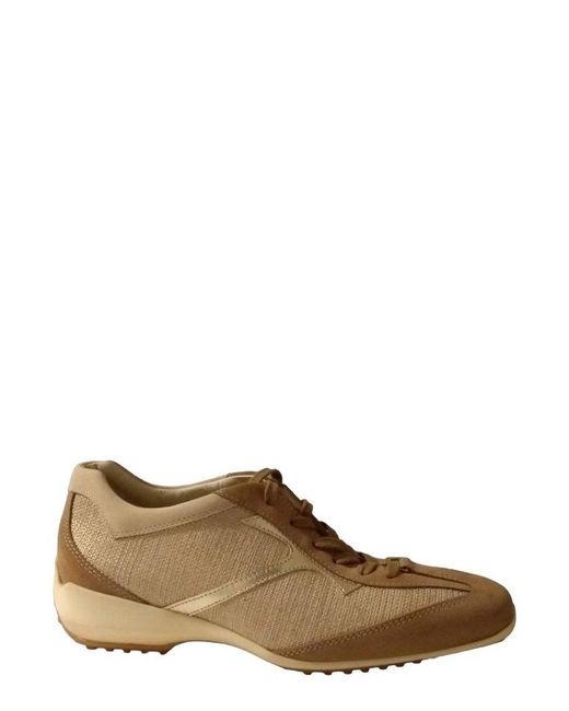 Tod's Brown Round Toe Lace-Up Sneakers