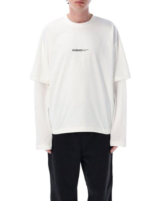 OAMC White Peacemaker Painted Layered Boxy Tee for men