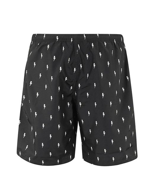 Neil Barrett Gray All-over Pattern-printed Drawstring Shorts for men