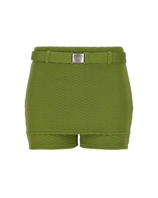 Prada Green Jacquard Shorts