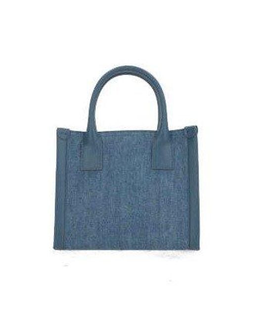 Christian Louboutin Blue Logo Detailed Top Handle Bag