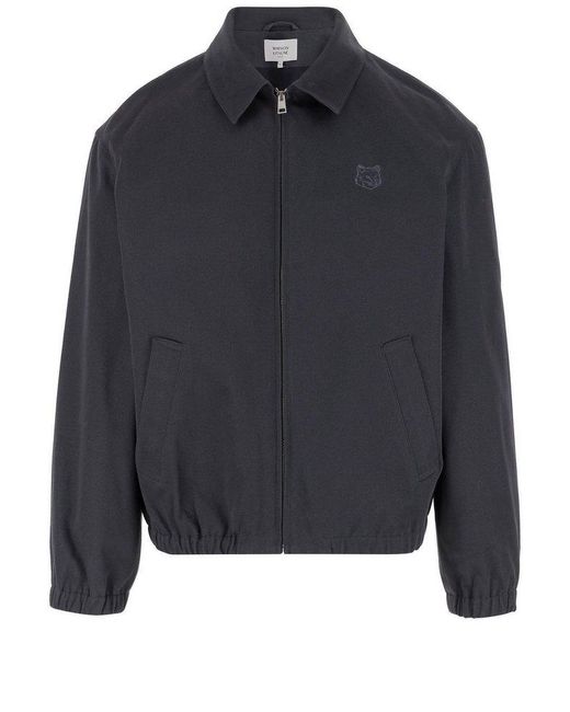 Maison Kitsuné Blue Cotton Zipped Jacket for men