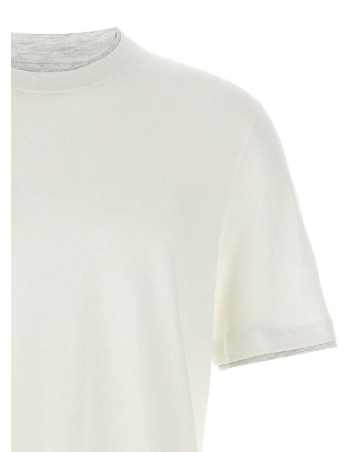 Brunello Cucinelli White T-Shirt Faux-Layering for men