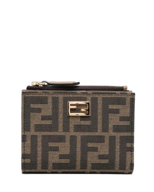 Fendi Leather Logo-print Monogram Zip-around Wallet in Brown | Lyst UK
