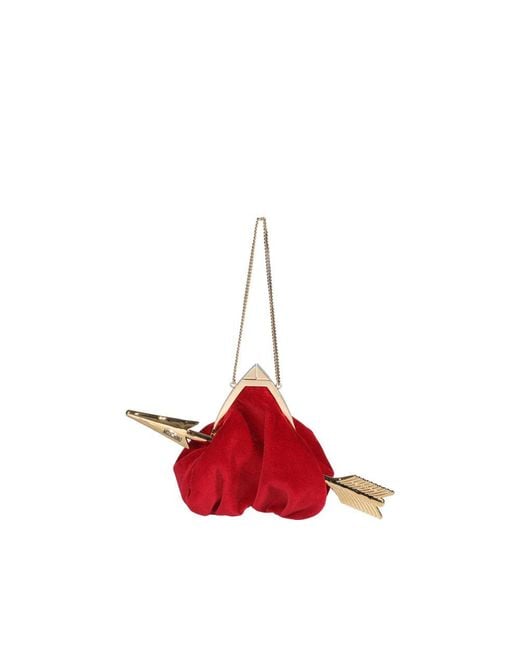 Moschino Red Cupid Heart Chain-linked Mini Clutch Bag