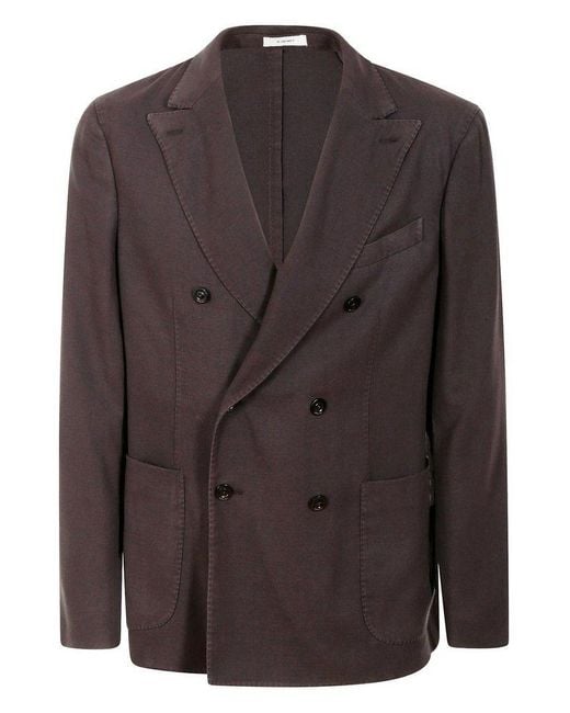 Boglioli Brown Double-Breasted Blazer Jacket for men