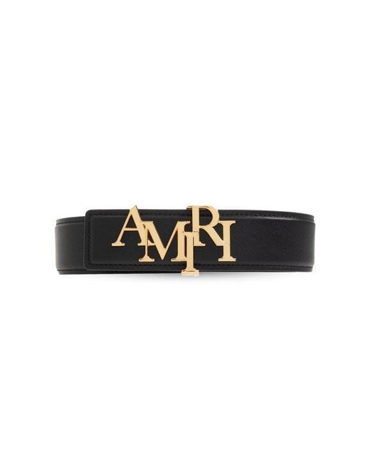 Amiri Black Leather Belt With Logo, for men