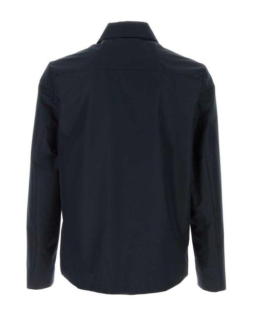 Woolrich Blue Logo Printed Zip-Up Jacket for men