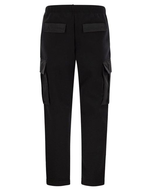 Moncler Black Logo Patch Cargo Trousers for men