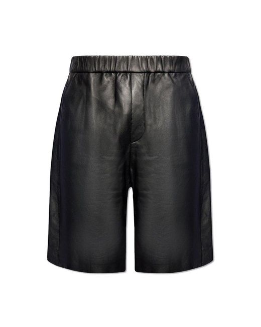 AMI Gray Leather Bermuda Shorts, for men