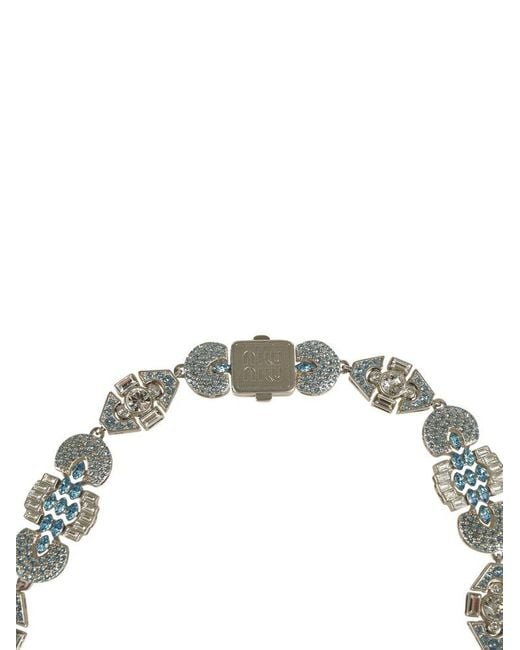 Miu Miu Metallic Logo-Engraved Embellished Choker
