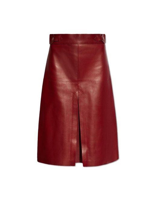 Gucci Red Leather Skirt,