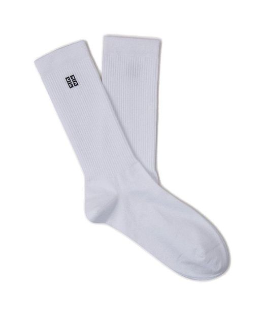 Givenchy White Cotton Logo Socks for men