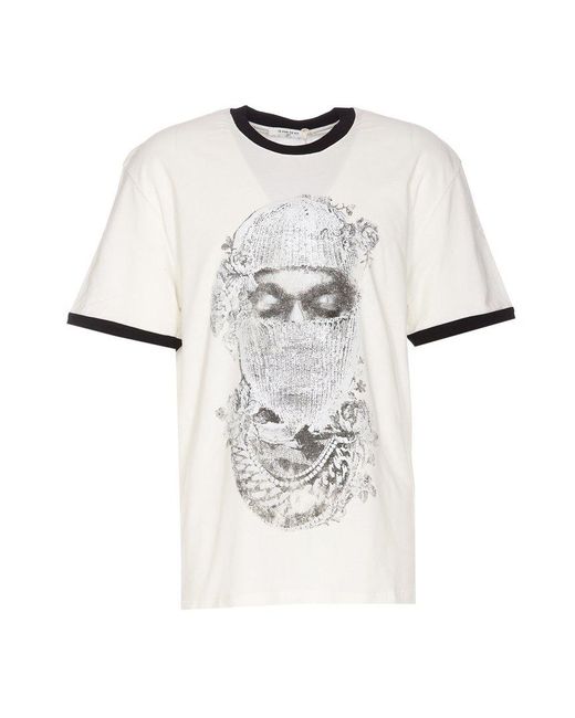 Ih Nom Uh Nit White Mask Roses Printed Crewneck T-shirt for men
