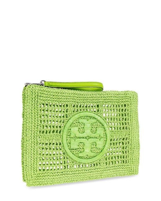 Tory Burch Green Ella Crochet Pouch