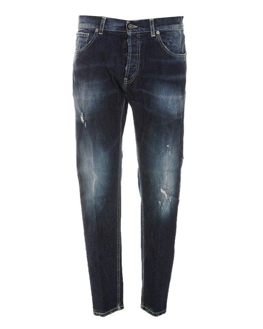 Dondup Blue Distressed Denim Jeans for men