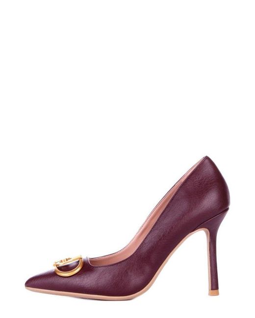 Liu Jo Purple Maxi Logo Plaque Pointed Toe Pumps