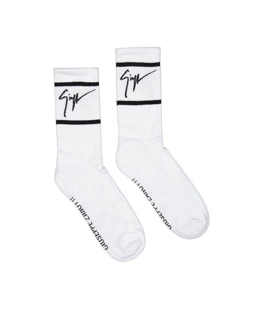 Giuseppe Zanotti White Gz Logo Intarsia Socks for men