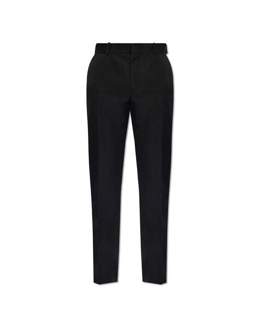 Alexander McQueen Black Wool Pleat-front Trousers, for men